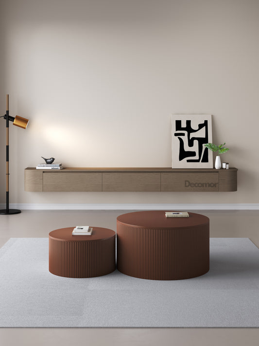 Chic Curve Ronde TV Meubel 280cm - Zwevend – Walnoot eiken