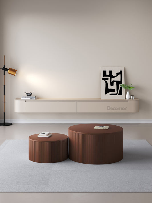 Chic Curve Ronde TV Meubel 180cm - Zwevend – Japandi Beige