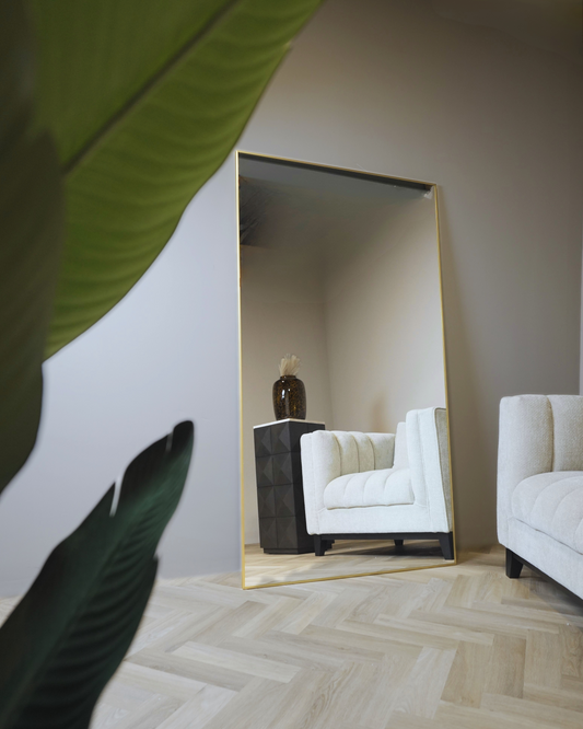 Luxe Rechthoekige Spiegel Lys - 180x100cm - Staand & hangsysteem - Goud