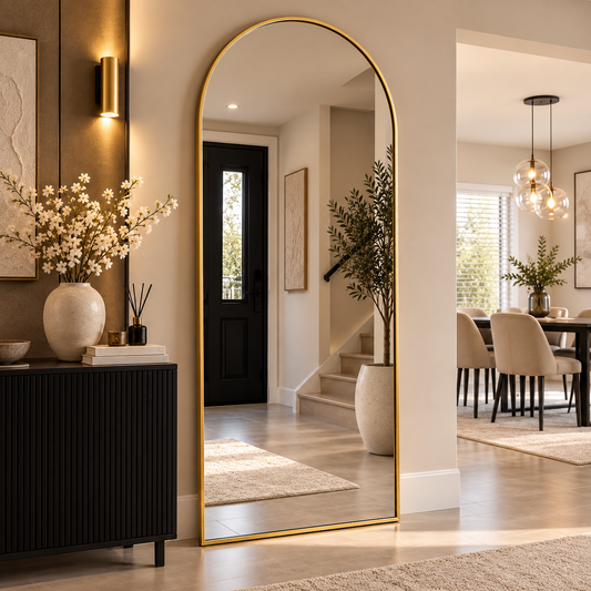 Boogspiegel Lys - 180x70cm - Staand & hangsysteem - Goud