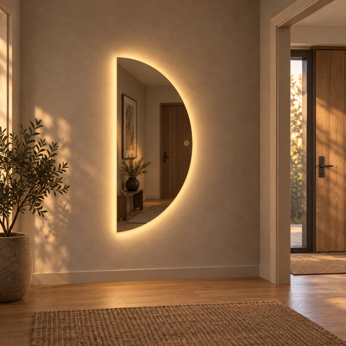 Halve Maan Spiegel Lys - Eendelig - LED Verlichting - 140 x 80cm - Ronding Links + Rechts