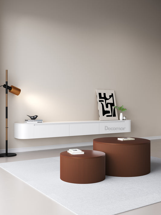 Chic Curve Ronde TV Meubel 240cm - Zwevend – Wit mat