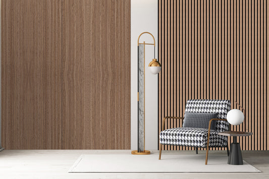 Decor paneel - 280 x 60 cm - Akoestische wandpanelen - Walnoot eiken