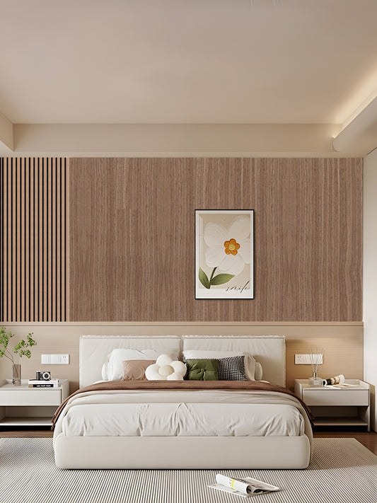 Decor paneel - 280 x 60 cm - Akoestische wandpanelen - Walnoot eiken