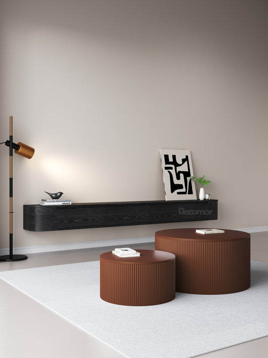 Chic Curve Ronde TV Meubel 280cm – Zwart Eiken – Black Ash