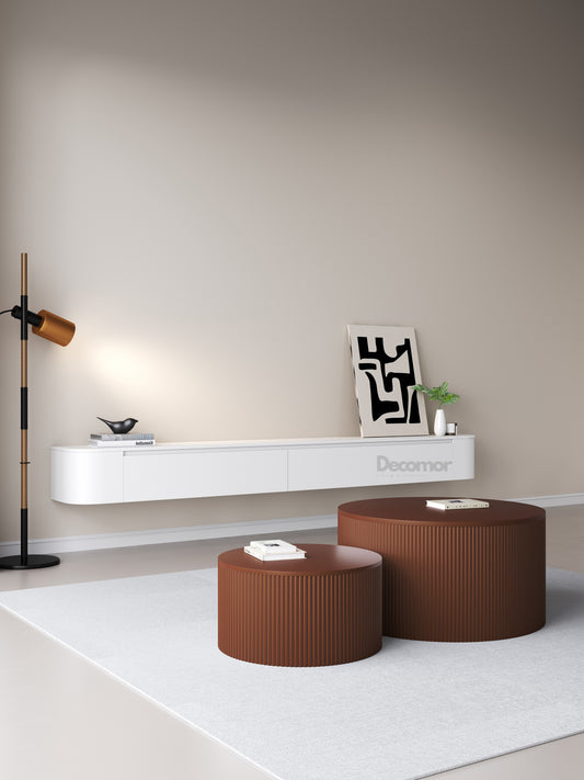 Chic Curve Ronde TV Meubel 180cm - Zwevend – Wit mat