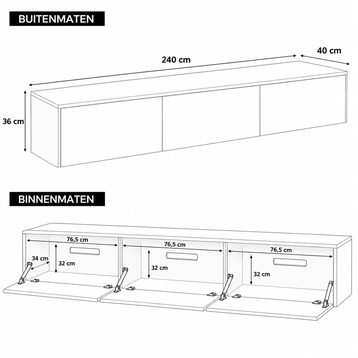 Chic TV Meubel 240cm – Pure White – Wit