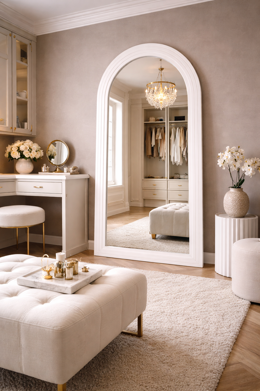 Boogspiegel - Ovaal - Staand & hangsysteem - 180 x 80cm - Japandi Beige