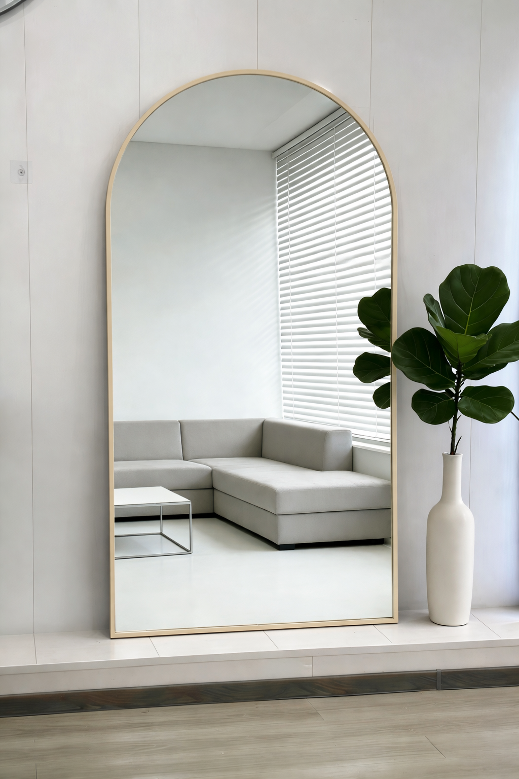 Boogspiegel - 180x100cm - Staand & hangsysteem - Japandi Beige