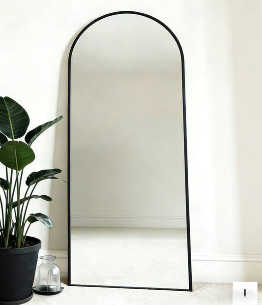 Boogspiegel - 180x70cm - Staand & hangsysteem - Zwart