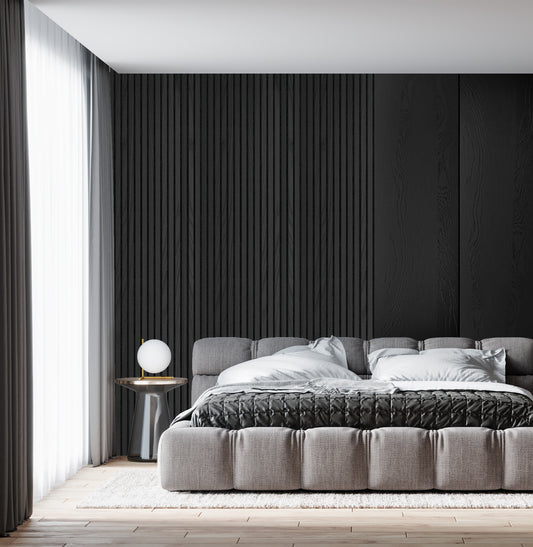 Decor paneel - 280 x 60 cm - Akoestische wandpanelen - Zwart eiken