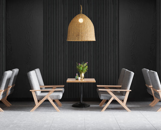 Decor paneel - 280 x 60 cm - Akoestische wandpanelen - Zwart eiken