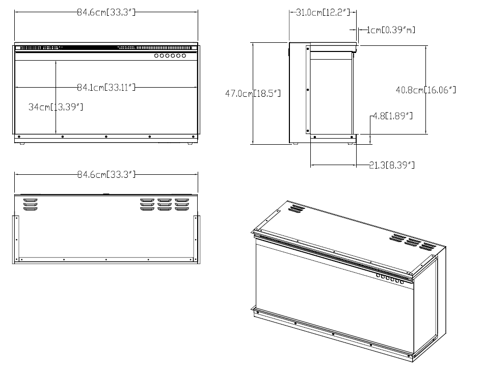 Super Elegance 3D sfeerhaard - 84cm