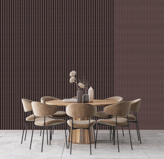 Decor paneel - 280 x 60 cm - Akoestische wandpanelen - Gerookt eiken