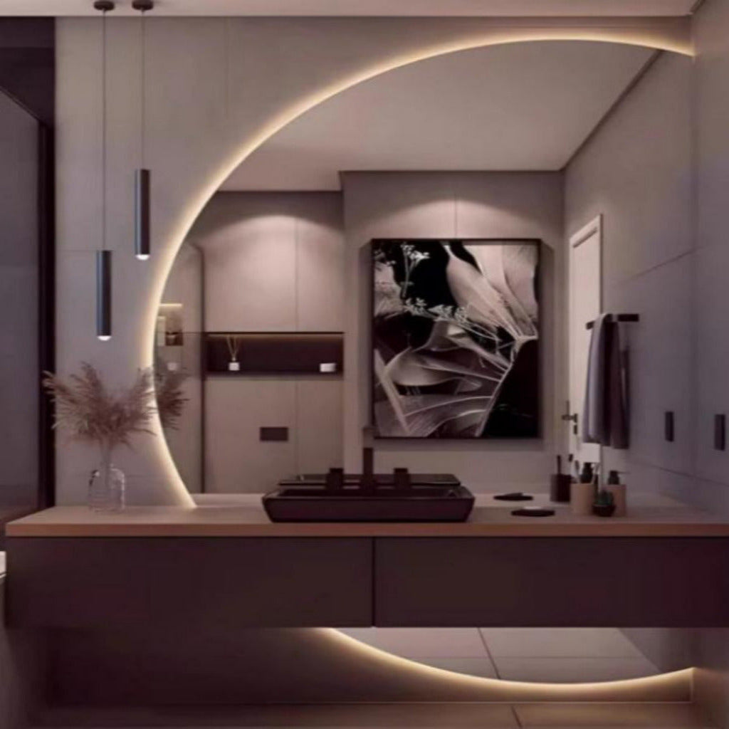 Halve Maan Spiegel – LED-Verlichting - tweedelig - 160 x 100cm - Ronding Links