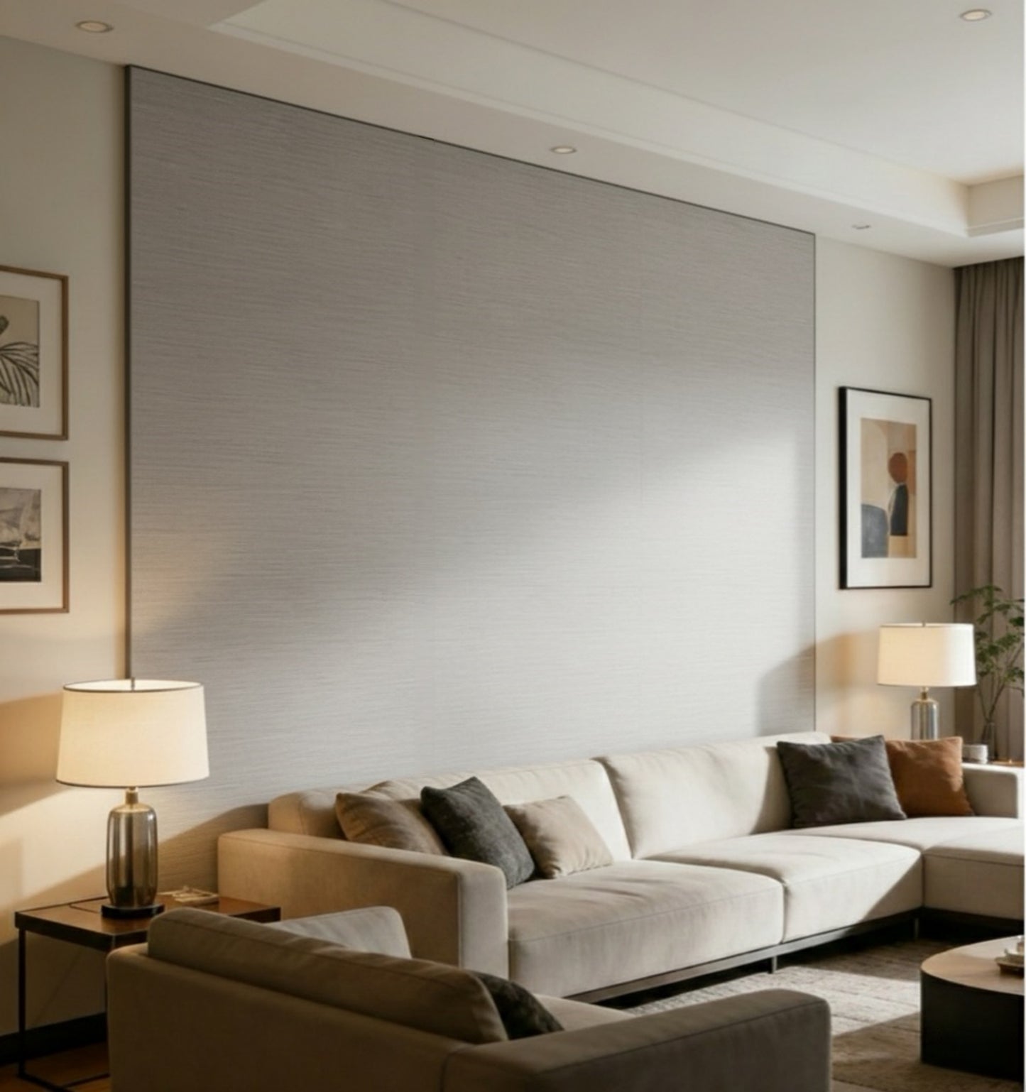 Linnen Japandi Wandpaneel - Natuurlijke Textuur - 280 x 122cm - Taupe
