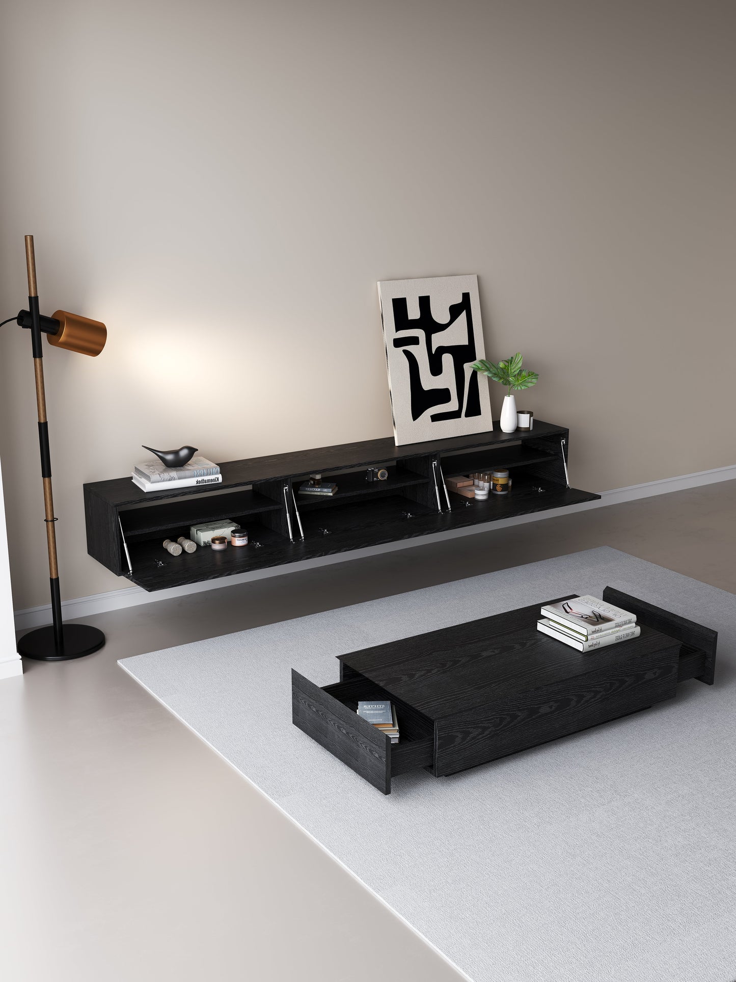 Chic TV meubel 180cm - zwart eiken