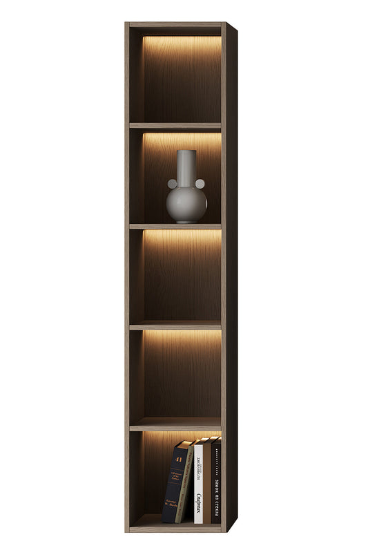 Chic Elegante Vakkenkast met LED Verlichting - 200x40x40cm - Walnoot eiken
