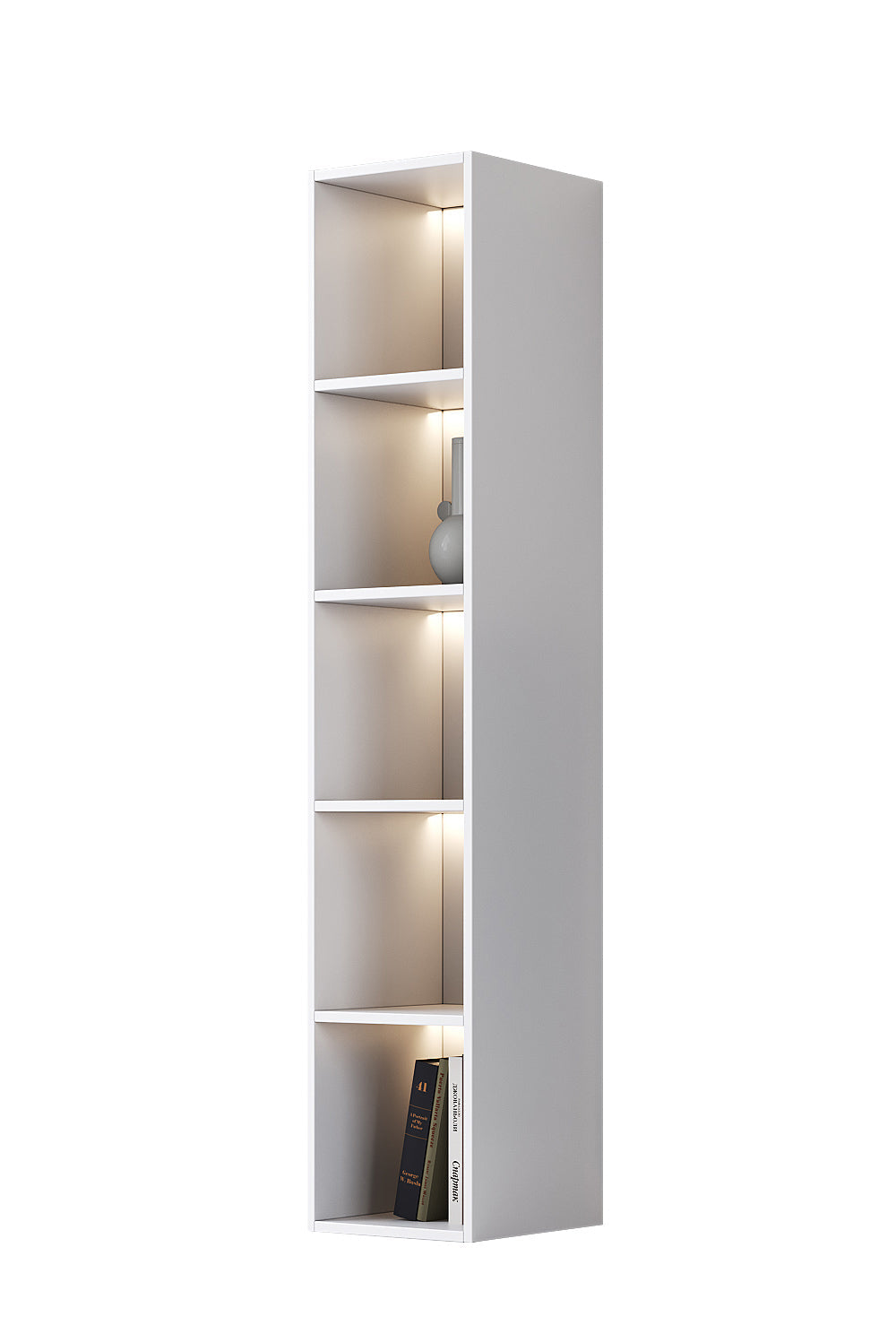 Chic Elegante Vakkenkast met LED Verlichting - 200x40x40cm - wit mat