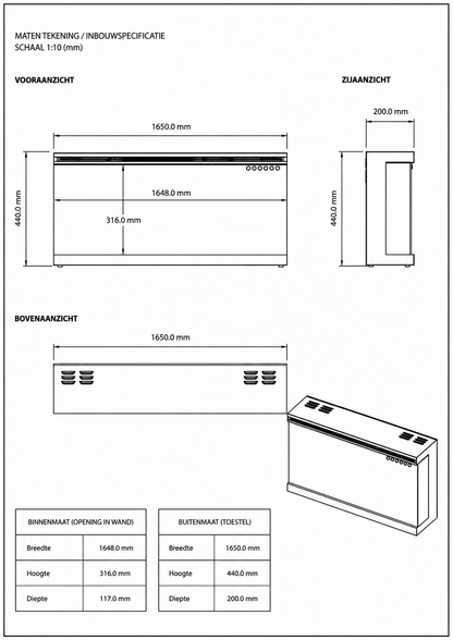 Elegance 3D sfeerhaard – 165cm