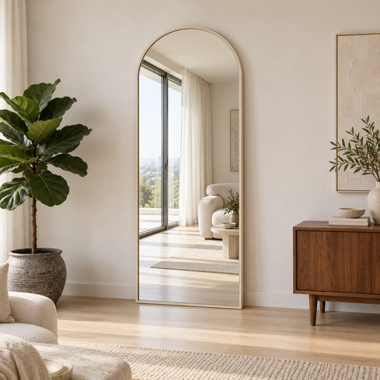 Boogspiegel Lys - 180x70cm - Staand & hangsysteem - Japandi Beige