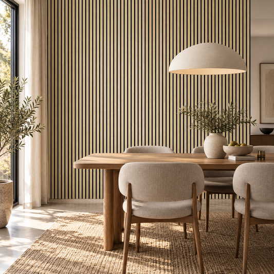 Akoestische wandpanelen - 280 x 60 x 2.2 cm - Rustiek Naturel Eiken - Lattenwand - Akupanel