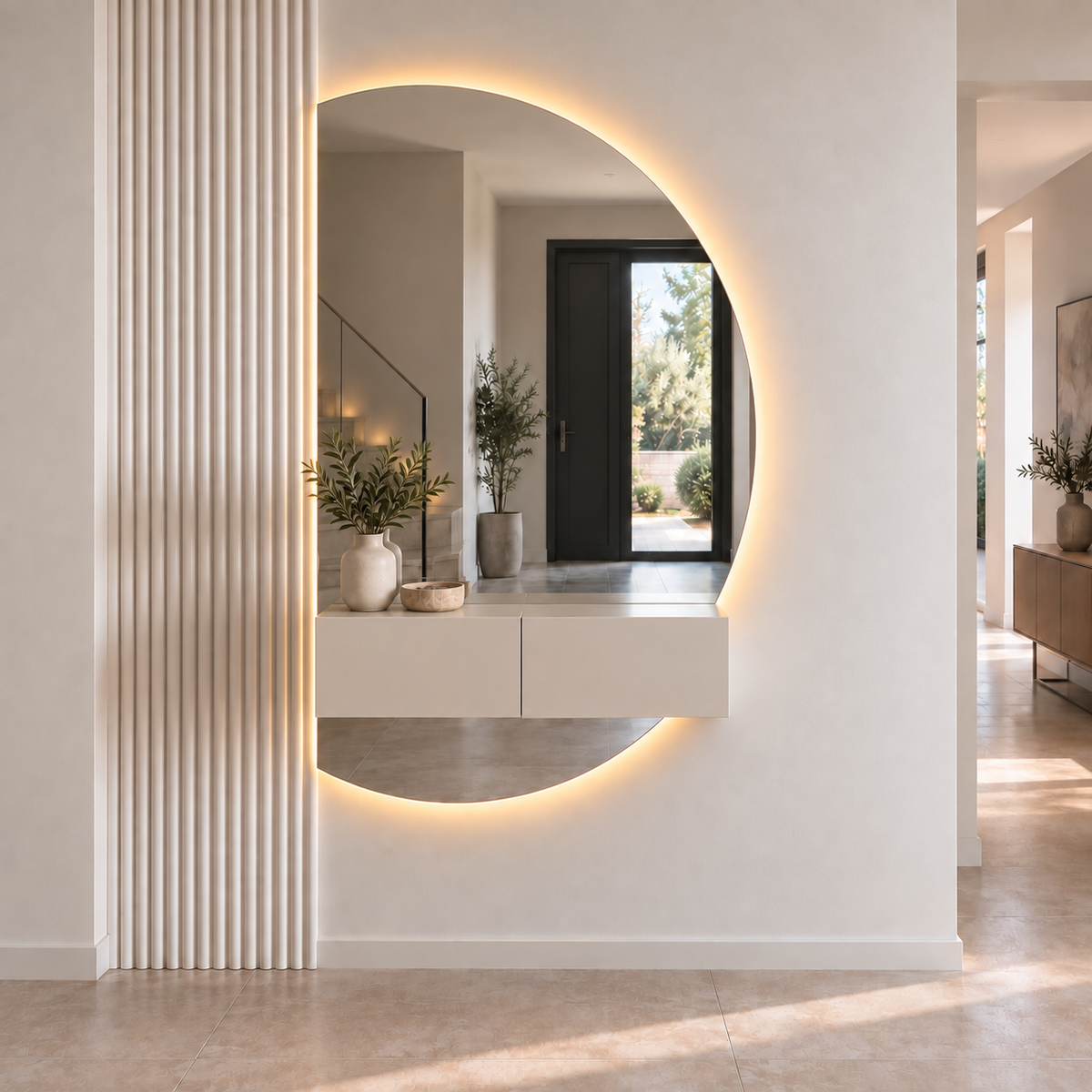 Halve Maan Spiegel Lys – LED Verlichting - tweedelig - 140 x 80cm - Ronding Rechts