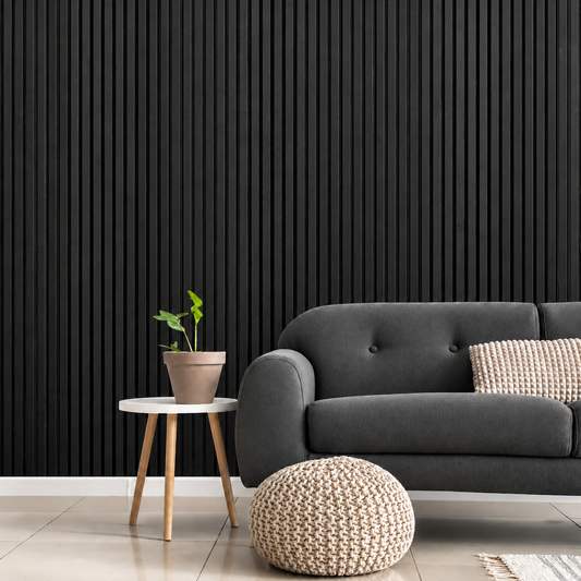 Akoestische wandpanelen - 280 x 60 x 2.2 cm - Zwart Eiken - Lattenwand - Akupanel