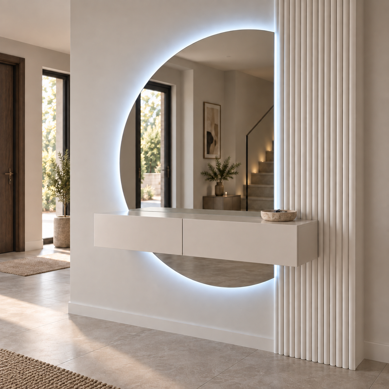 Halve Maan Spiegel Lys – LED Verlichting - tweedelig - 180 x 100cm - Ronding Links