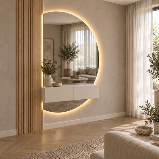 Halve Maan Spiegel Lys – LED Verlichting - tweedelig - 160 x 100cm - Ronding Rechts