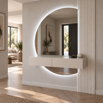 Halve Maan Spiegel Lys – LED Verlichting - tweedelig - 140 x 80cm - Ronding Links