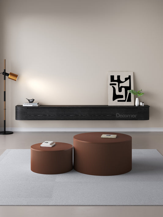 Chic Curve Ronde TV Meubel 240cm – Zwart Eiken – Black Ash