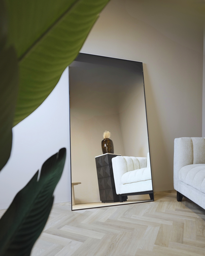 Luxe Rechthoek Lys Spiegel  - 180x100cm - Staand & hangsysteem- Zwart