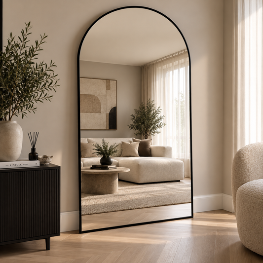 Boogspiegel Lys - 180x100cm - Staand & hangsysteem - Zwart