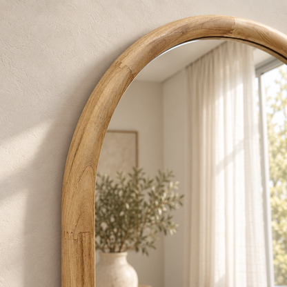 Boogspiegel hout - 180x70cm - Staand & hangsysteem - Naturel eiken