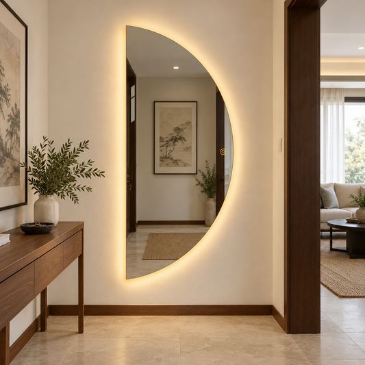 Halve Maan Spiegel Lys - Eendelig - LED Verlichting - 180 x 100cm - Ronding Links + Rechts