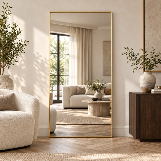 Luxe Rechthoekige Spiegel Lys - 180x100cm - Staand & hangsysteem - Goud