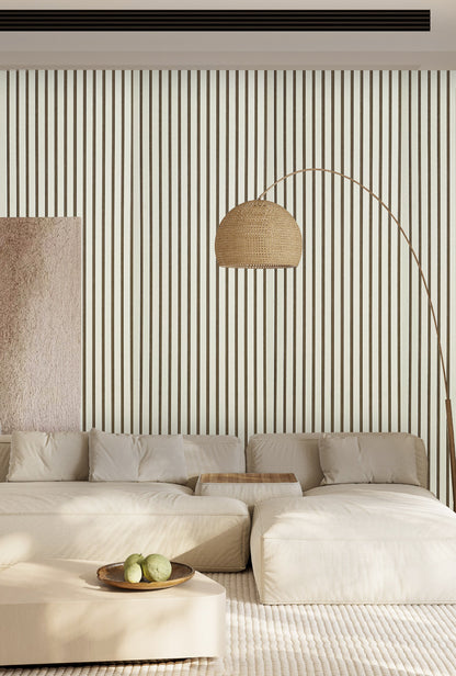 Nieuw! Akoestische wandpanelen - 280 x 60 x 2.2 cm - Beige mat op Beige vilt - Lattenwand - Akupanel - 3 zijdig