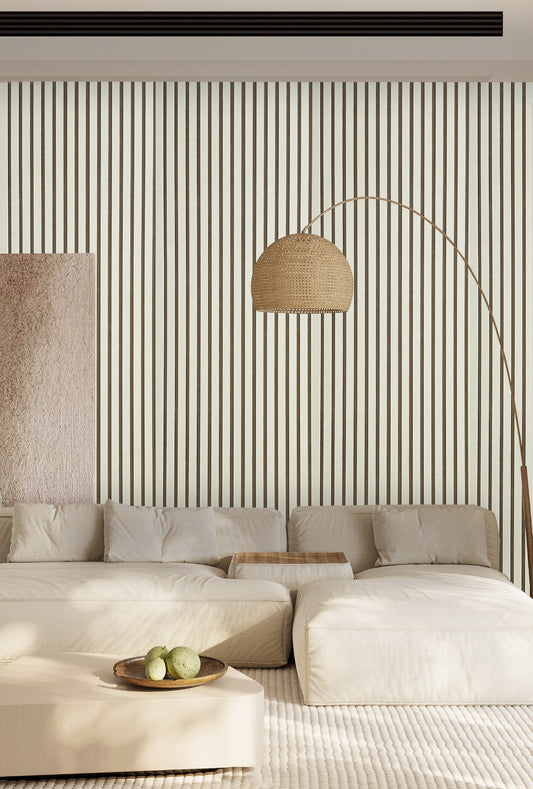 Nieuw! Akoestische wandpanelen - 280 x 60 x 2.2 cm - Beige mat op Beige vilt - Lattenwand - Akupanel - 3 zijdig