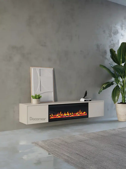 TV meubel met haard 280cm - Japandi Beige