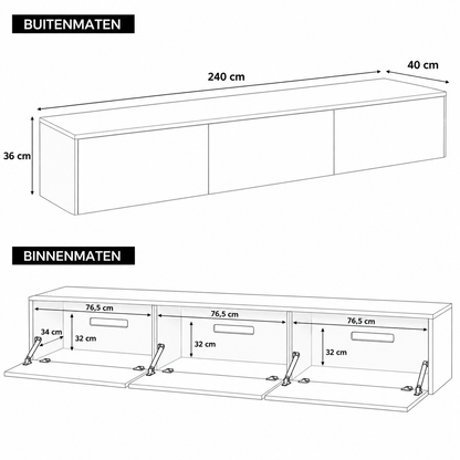 Chic TV Meubel 240cm – Pure White – Wit