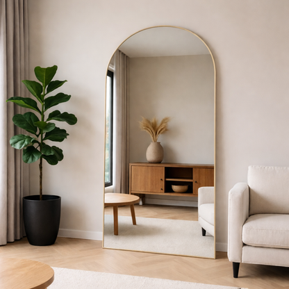 Boogspiegel - 180x100cm - Staand & hangsysteem - Japandi Beige