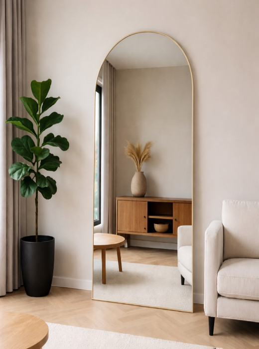 Boogspiegel Lys - 180x100cm - Staand & hangsysteem - Japandi Beige