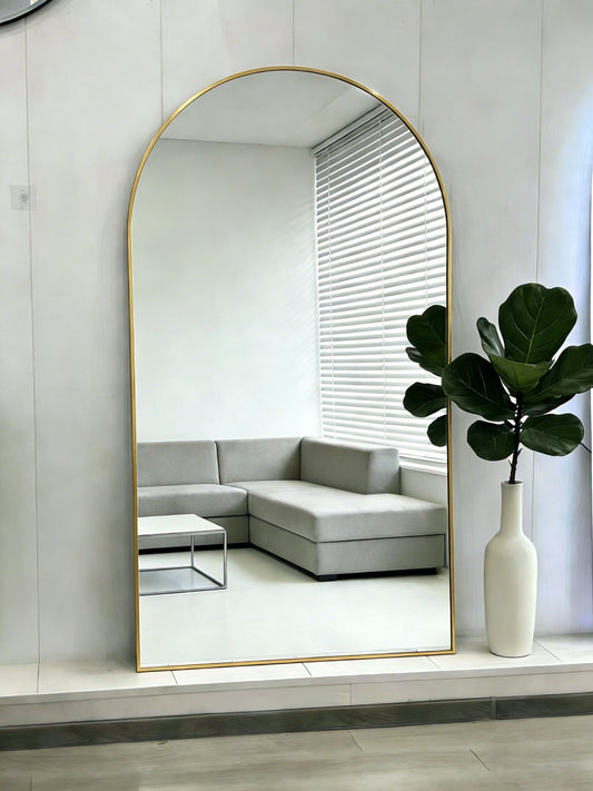 Boogspiegel Lys - 180x100cm - Staand & hangsysteem - Goud