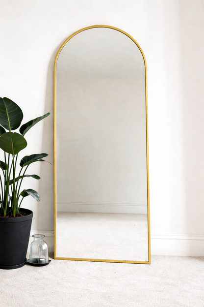 Boogspiegel - 180x70cm - Staand & hangsysteem - Goud