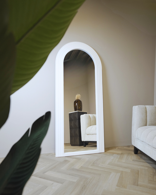 Boogspiegel - Ovaal - Staand & hangsysteem - 180 x 80cm - Japandi Beige