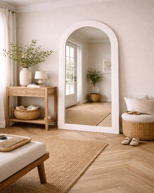 Boogspiegel - Ovaal - Staand & hangsysteem - 180 x 80cm - Japandi Beige