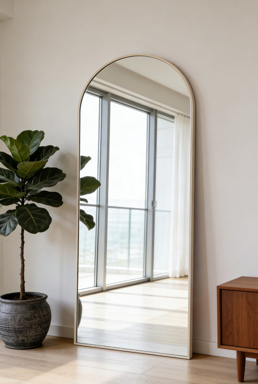 Boogspiegel - 180x70cm - Staand & hangsysteem - Japandi Beige