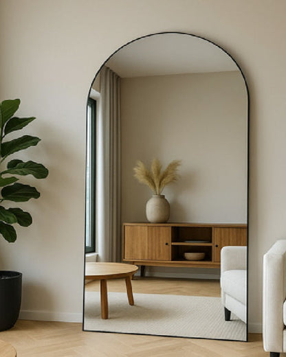 Boogspiegel Lys – Luxe spiegel ovaal - 180x100cm - Staand & hangsysteem - Zwart