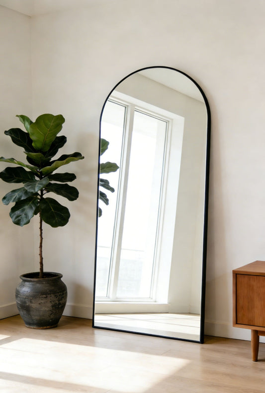 Boogspiegel - 180x70cm - Staand & hangsysteem - Zwart